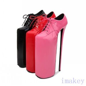Sexy Women's 20CM Platform Plus Size 30CM High Heels Lace Up Club Pumps Shoes