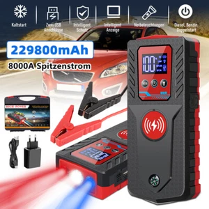 229800mAh 8000A Auto KFZ Starthilfe Jump Starter Ladegerät Booster Powerbank PKW - Afbeelding 1 van 18