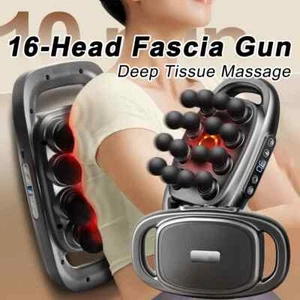 Pistola de fascia de 16 cabezas pistola de masaje corporal vibración de alta frecuencia masajeador de cintura trasera - Imagen 1 de 17