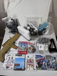Vintage Nintendo Wii Console Video Game 9 Controllers Gun Accessory & Wheel Lot - Picture 1 of 14
