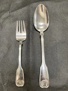 Reed & Barton Stainless Colonial Shell Serving Spoon & Salad Fork - Picture 1 of 3