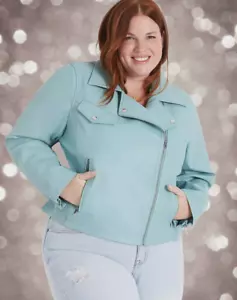 Lane Bryant Faux Leather Jacket, Moto, 18/20, 2X, XXL, Green, WAS $120 *NEW!* - Picture 1 of 12