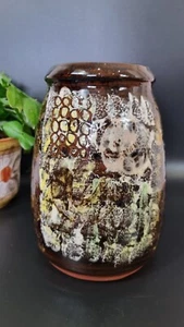 Vintage St Agnes Pottery Clay Abstract Design Vase Pot 7in Tall - Picture 1 of 9