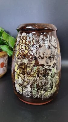 Vintage St Agnes Pottery Clay Abstract Design Vase Pot 7in Tall - Image 1 of 4