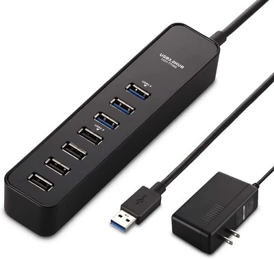 Elecom U3H-T706SBK USB3.0 hub 7 port self-bus Compatible Magnetic AC Adapter - Image 1 of 4