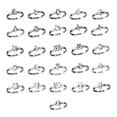 White Gold Initial Letters Stackable Ring (Sizes 4-6) - Image 1 of 2