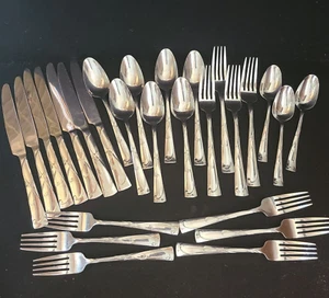 Towle Living Blossom 27 Piece Flatware Set Knives Forks Spoons Stainless - Picture 1 of 21