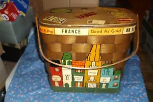 Beautiful Vintage Lined Basket Made for Andrade in Hawaii by Caro-Nan 9 1/4" h - Picture 1 of 12