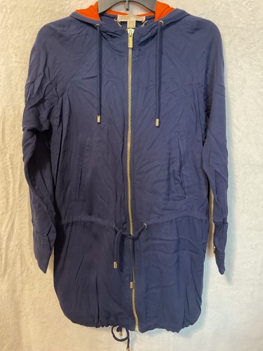 Giacca donna MICHAEL KORS arancione navy con cappuccio taglia small manica lunga