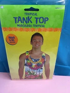 NEW MEN'S TROPICAL PARTY TANK TOP LUAU TROPICAL ADULT L/XL COSTUME PARTY - Picture 1 of 2
