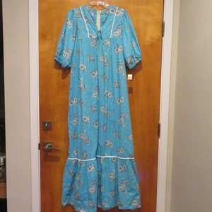 Abito da salotto hawaiano nuovo vintage JCPenney Tropicana Originals Turq Maxi Mumu taglia 18 - Foto 1 di 15