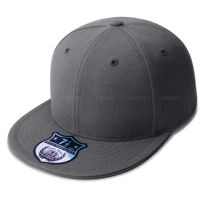 Premium Solid Fitted Baseball Cap Hat Blank Plain Flat Bill 9-Sizes Trucker II - Image 1 of 4