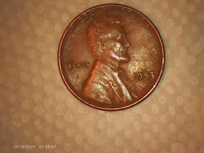 1953-P Lincoln Wheat Penny: Die chip on the EAR & thick B + other errors (!) - Image 1 of 4