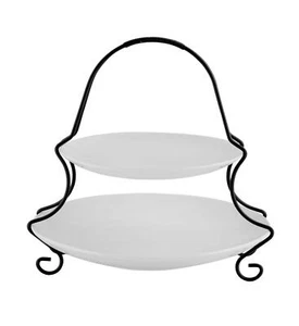 Gracious 290494 Dining 2-Tiered Serving Set with Metal Rack - Picture 1 of 2