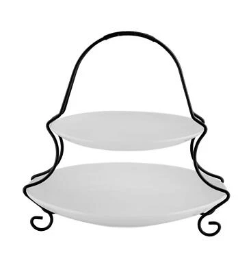 Gracious 290494 Dining 2-Tiered Serving Set with Metal Rack - Image 1 of 2