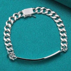 925 Silber Kubanisches Herren 10mm Armband Vintage Mode Weihnachten Geburtstag Geschenk  - Bild 1 von 5