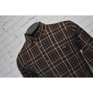 Duluth Trading Flannel Work Shirt Mens Size Large Tan Plaid Cotton Long Sleeve - Picture 1 of 6
