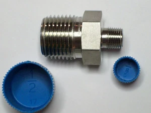 1- Swagelok Edelstahl Reduziernippel, 1/8" MNPT x 1/2" MNPT, SS-8-HRN-2 - Bild 1 von 1