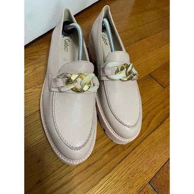 Gabor Women's Loafers UK Size 9.5 Pink Leather Chunky Chain Accent Slip On Shoes - Image 1 of 3