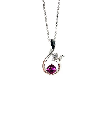 Collar Fucsia Lazo Gota Elementos Swarovski Cristal Chapado en Oro Blanco 18K Foto 1 de 4