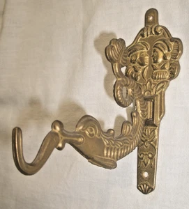Wandhaken Kleiderhaken Haken Mann + Frau Haken = Schlange Drachen aus Messing - Bild 1 von 15
