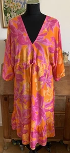 cerulean blue diamond ! one size L ( 48 in chest ) summer 1970's retro dress ! - Picture 1 of 9