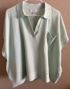 Damen BANANA REPUBLIC neuwertiger Oversize-Kurzarm Pullover mit Johnny-Kragen Gr. M - Bild 1 von 4