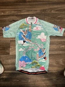 Cycobyco Cycling Jerseys Men’s Large Cranes Teal Pink #GG - Picture 1 of 3