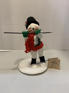 Annalee Christmas Snowman Top Hat Cane Lace Vest Parade Leader 9.5” Tall ‘93 Tag - Picture 1 of 18