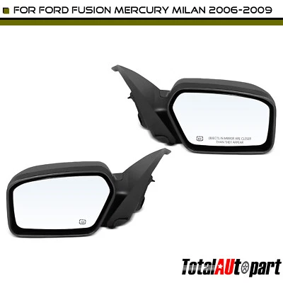 Espejo retrovisor negro 2 piezas con ajuste eléctrico y calefacción para Ford Fusion Mercury Milan 06-09 Foto 1 de 4