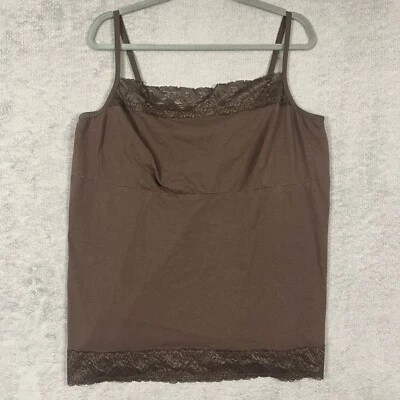 Top Lane Bryant Cami Mujer Talla 22 Marrón Detalle Encaje Camisola Elástico Pullover Foto 1 de 4