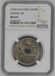 1 Penny 1936-H BRITISH WEST AFRICA NGC MS 65+ - Picture 1 of 2