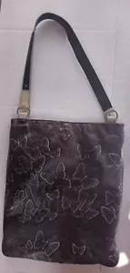 MARIO HERNANDEZ Silver Butterfly Embossed BLACK leather Purse Handbag Columbia - Picture 1 of 7