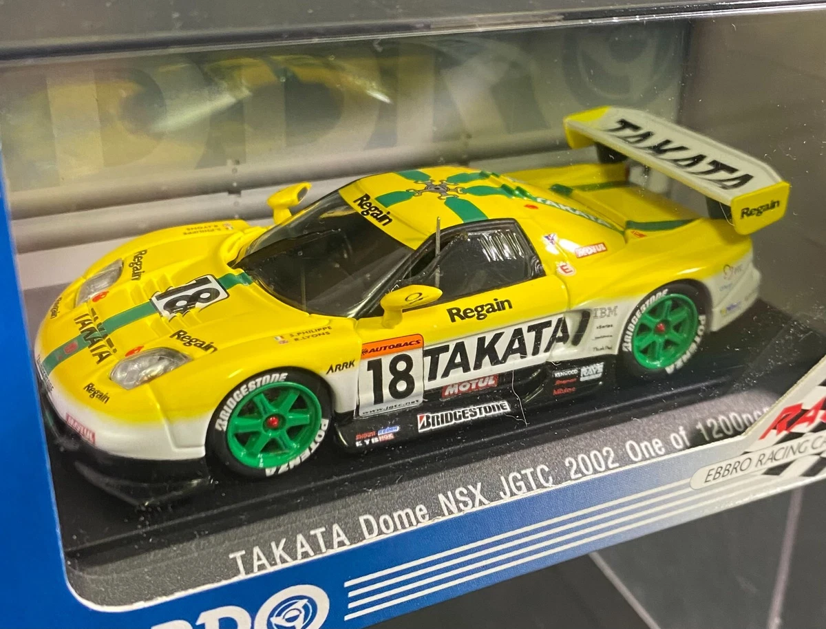 TAKATA 1:43 Ebbro Dome Honda NSX JGTC 2002 Model Car 18 Yellow 331