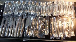 Unused Easterling Rose Spray Sterling Flatware Service for Eight - 54 Pieces