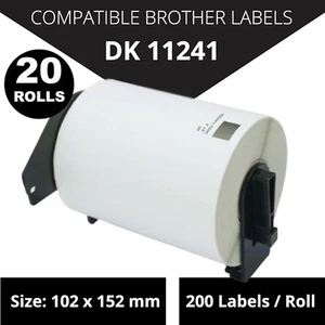 20 Rolls Compatible Brother DK11241 Label 102x152mm Large 4x6 Labels QL-1110NWB - Picture 1 of 1