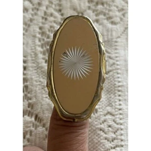 Vintage Long Oval Gold Tone Large Starbust Design Ring Fashion Womens - Picture 1 of 7