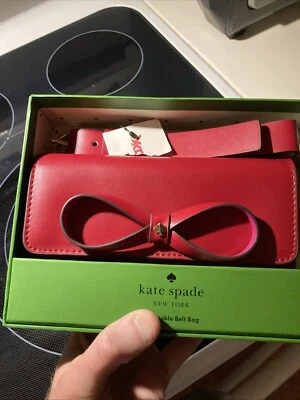 Bolso Cinturón Kate Spade ROJO Arco Cuero Ajustable S/M Caja Regalo NUEVO Foto 1 de 4