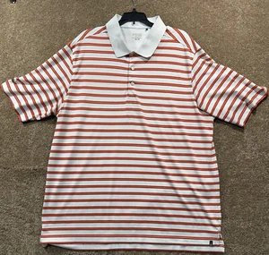 PING Polo Shirt Adult 2XL XXL Orange Striped Golf Golfer Performance Mens - Picture 1 of 9