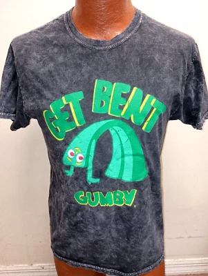 Gumby Get Bent Men's Medium Gray Tie Dye Short Sleeve T-Shirt. Foto 1 de 3