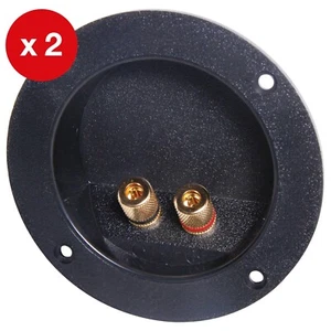2 PACK - 2 Way Speaker Terminal Binding Post Gold Round - Picture 1 of 2