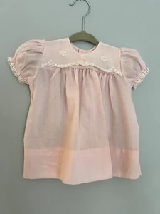 Vintage Baby Bliss Light Pink Baby Girl Dress Infant Eyelet Lace Short Sleeves - Picture 1 of 4