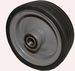 210mm x 70mm Solid Rubber Wheel with Steel Rim for Mowers and Trolleys - Picture 1 of 2