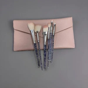 Purple Amethyst Chip Crystal Cosmetic Makeup Brush Set And Pouch Healing 7pcs - Picture 1 of 5