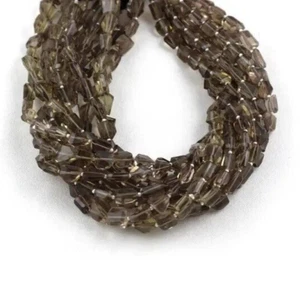14" Long Strand Natural Smoky Quartz Gemstone Nugget 7-10 MM Faceted Beads - Picture 1 of 3
