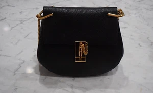 Chloe Drew Black Leather Medium Shoulder Bag 100% AUTHENTIC Grained Leather - Picture 1 of 16