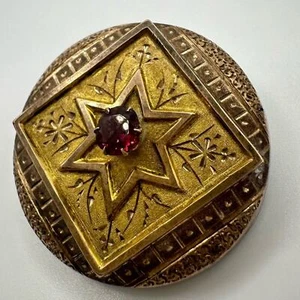 Antique Victorian solid 10kt rose yellow gold genuine garnet brooch pin pendant - Picture 1 of 11