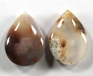 Two (2) Mixed Size Madagascar Ocean Jasper Teardrop Focal / Pendant Beads - Picture 1 of 2