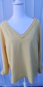 Woman's  Long Sleeve Jersey Style Shirt Sz M Yellow Pullover - Picture 1 of 15