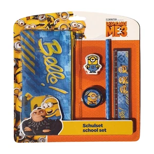 Minions Schulset 5-teilig Schlampermäppchen Bleistift Radierer Lineal Spitzer - Bild 1 von 1